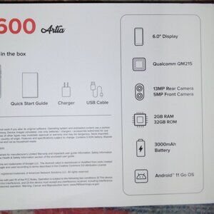NEW UNLOCKED 4G ARTIA P600 SMARTPHONE WITH 0 OR 6 MONTHS PLAN.$59 OR $90.